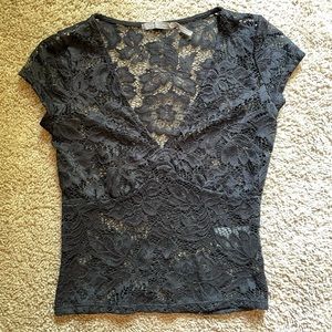Urban Outfitters Lace Crop V-neck Top in black SM